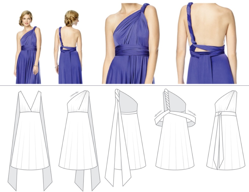 Платье-трансформер на одно плечо с открытой спиной